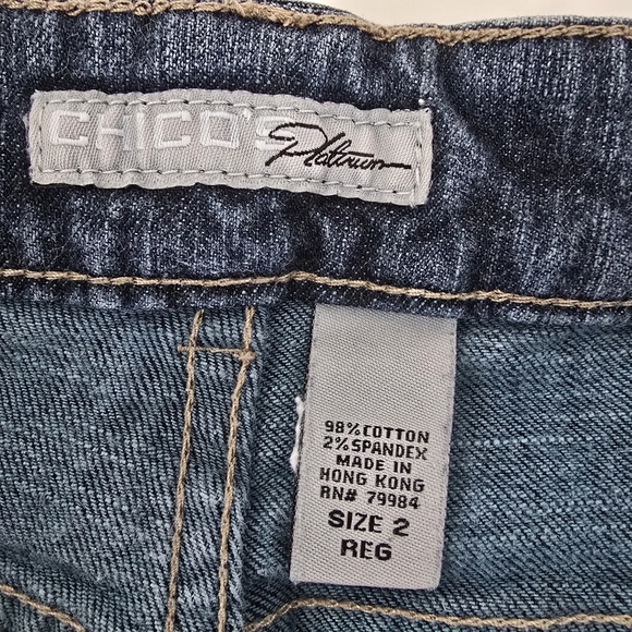 Chico's Platinum Dark Wash High Rise Bootcut Jeans Size 2 (US 12) Casual Denim - Picture 6 of 12